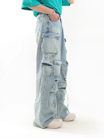 Y2k Baggy Jeans for Men Ripped Torn Wide Leg Oversized Pants Casual Loose 90s Vintage Street Stylish Hip-hop Trousers aidase-shop